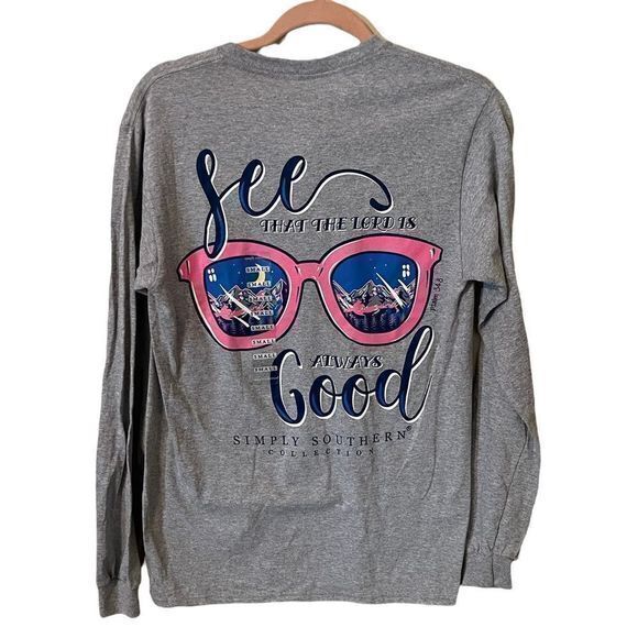 NWT Simply Southern Gray 'See that The Lord is Always Good' Long Sleeve Small - Picture 1 of 3